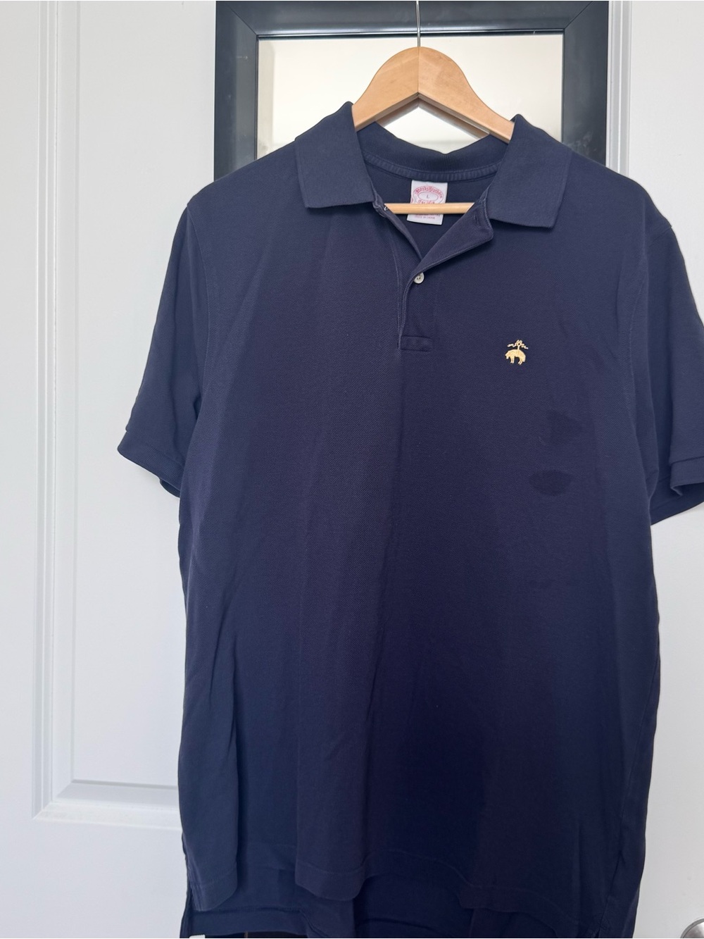 Brooks Brothers Navy Polo with Gold Embroidered Logo